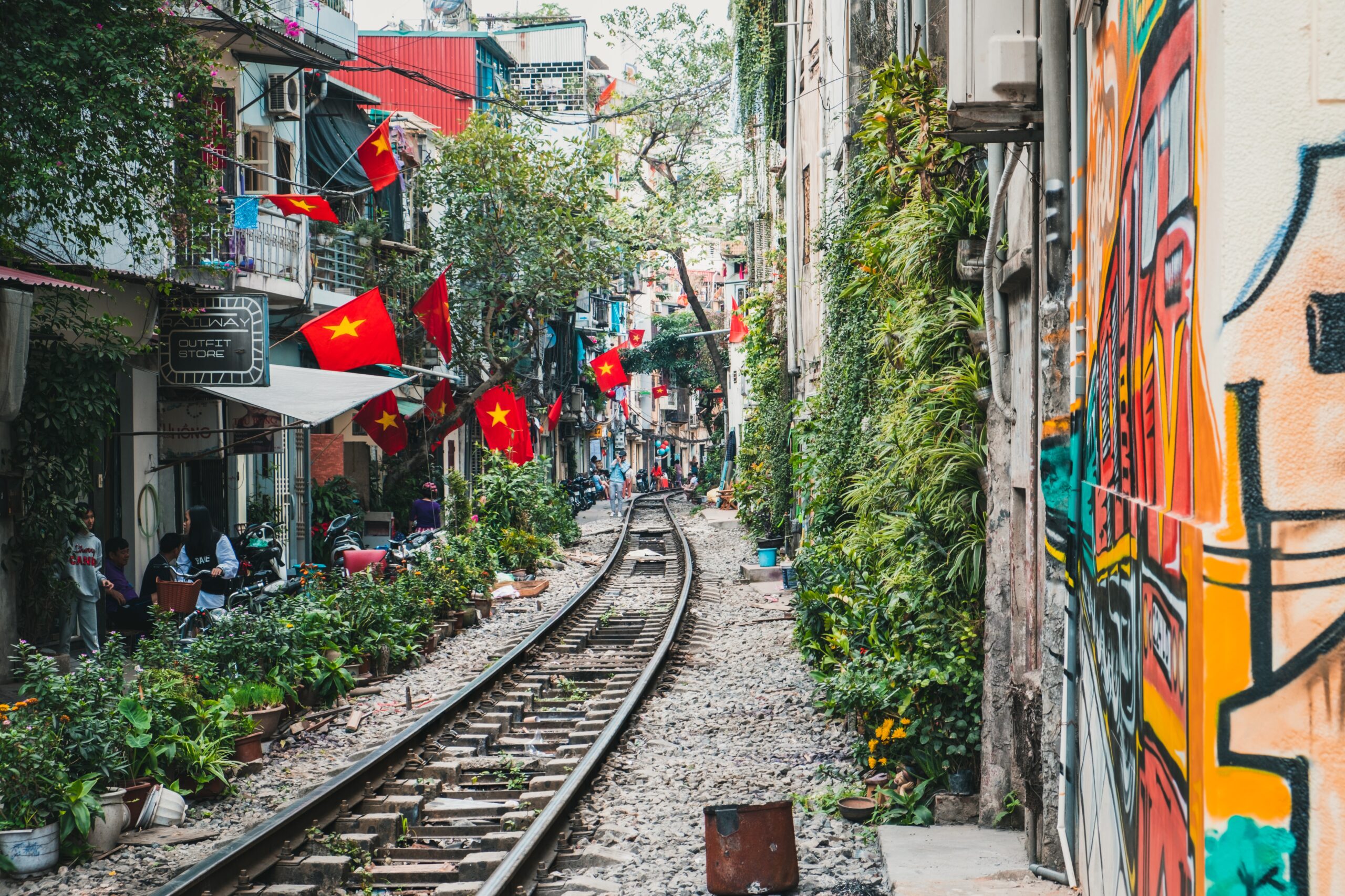 Vietnam railroad track street